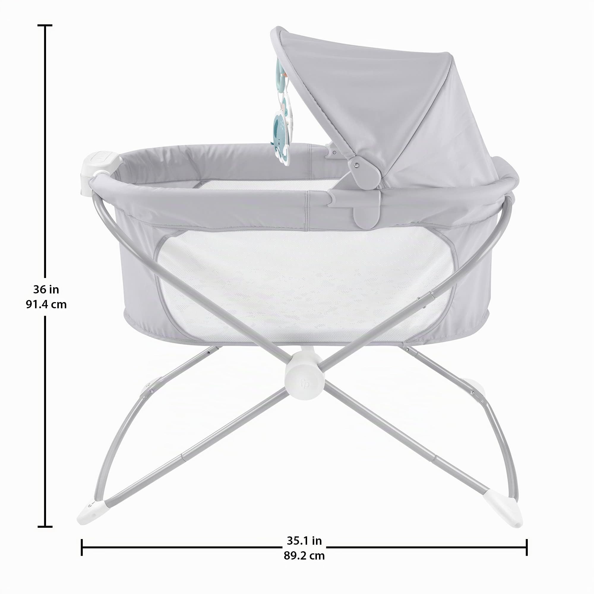 Fisher-Price GWD36 - Zusammenklappbares Beistellbettchen – tragbares Babybettchen mit Licht für Neugeborene und Säuglinge