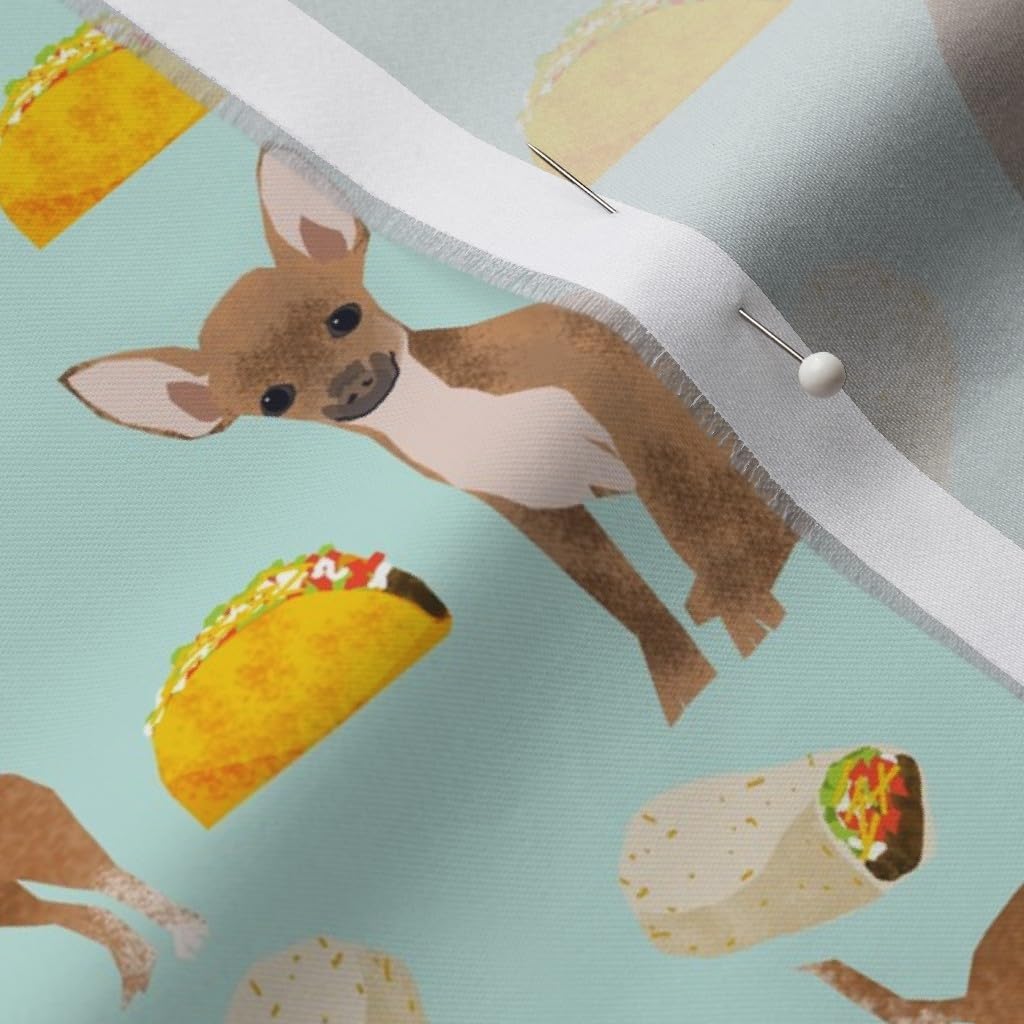 Spoonflower Fabric - Chihuahua Food Taco Dogs Pet Cute Tacos Burritos Novelty Print Printed on Organic Cotton Sateen Fabric by The Yard - Sewing Quilting Apparel Home Decor