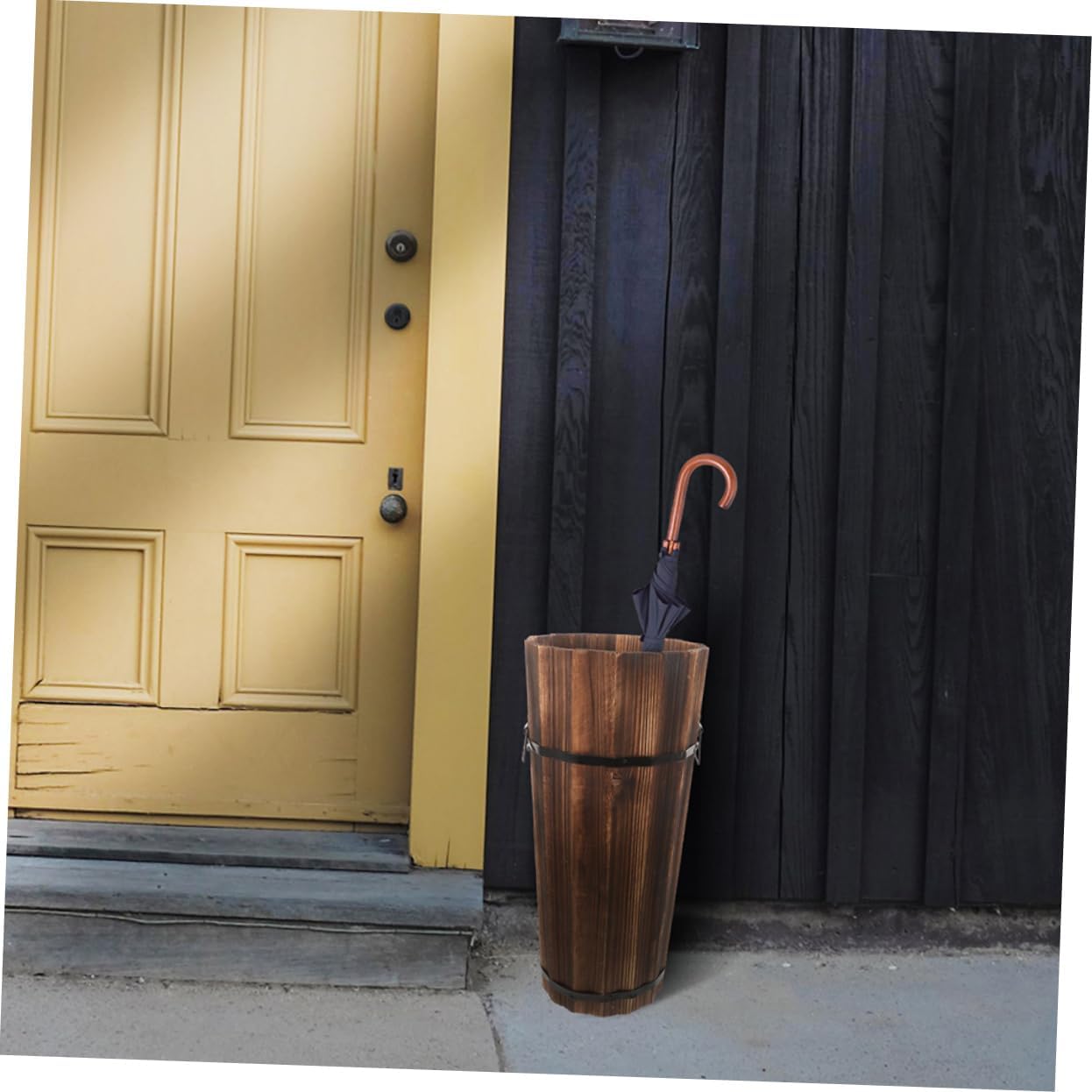 STOBAZA Wooden Umbrella Stand Holder Compact Home Storage Rack for Umbrellas Canes Fans Sturdy Construction with Generous Capacity for Entryway Patio Use