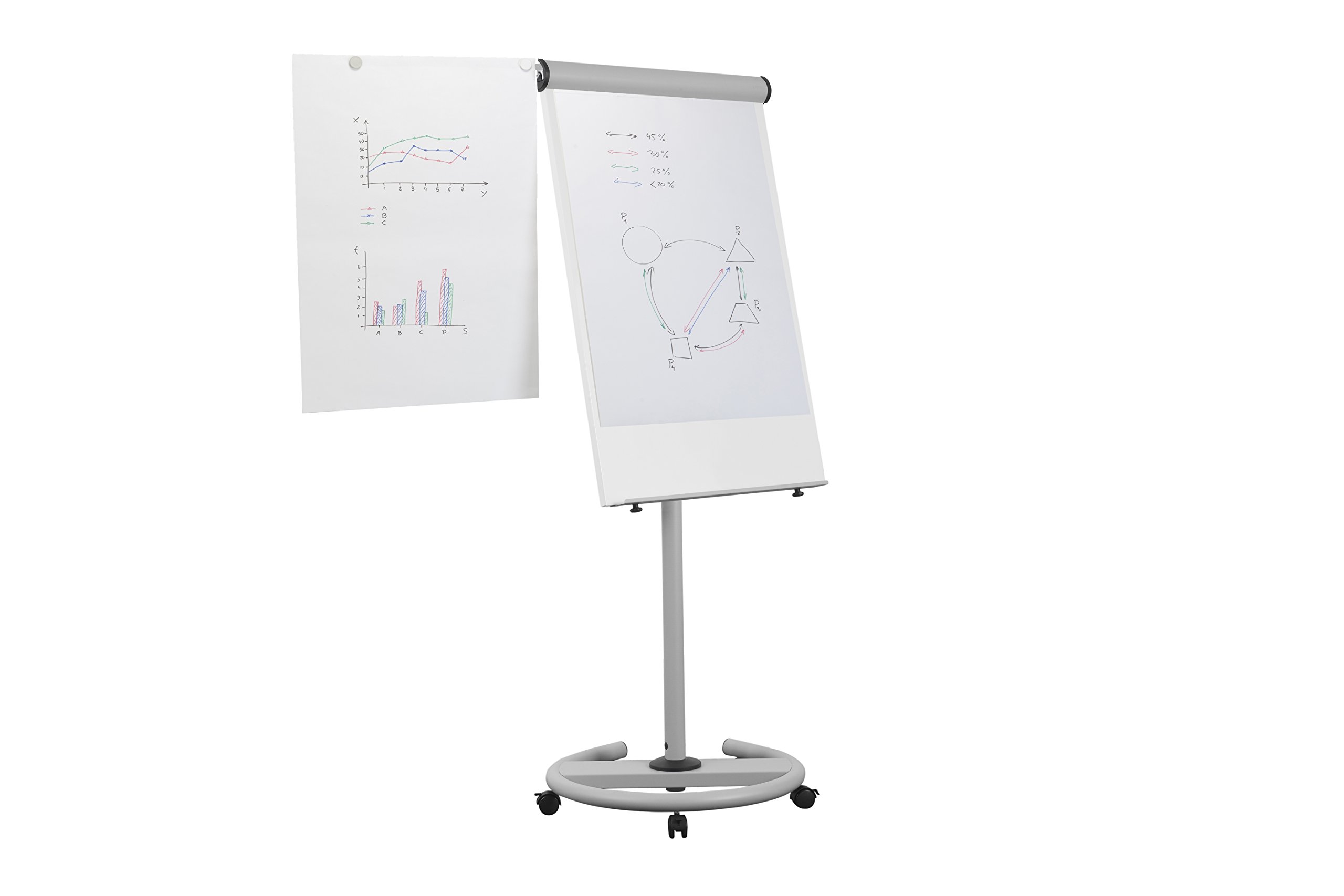 Bi-Office 2-in-1 umwandelbares mobiles Flipchart, grau