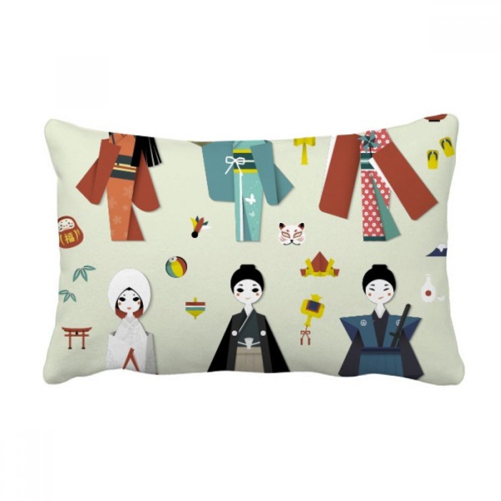 Oreiller Lombaire Traditionnelle Japonaise Fille Coussin Salon Décoratif Canapé 16x24 Pouces