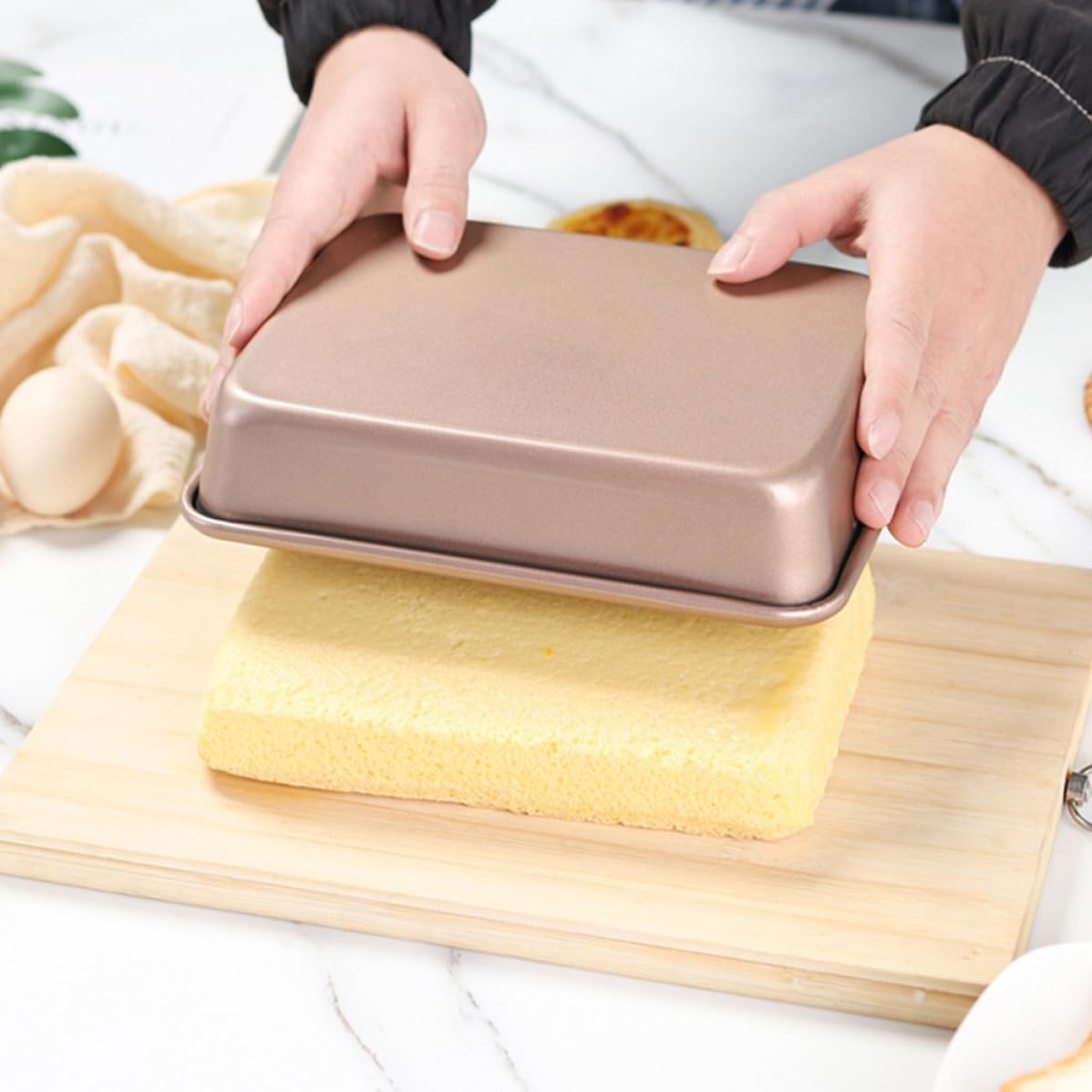 TOYANDONA 3 Stück Rechteckiger Ofen Backformen aus Kohlenstoffstahl Goldene Auflaufformen Einfache Handhabung zum Backen und Picknick