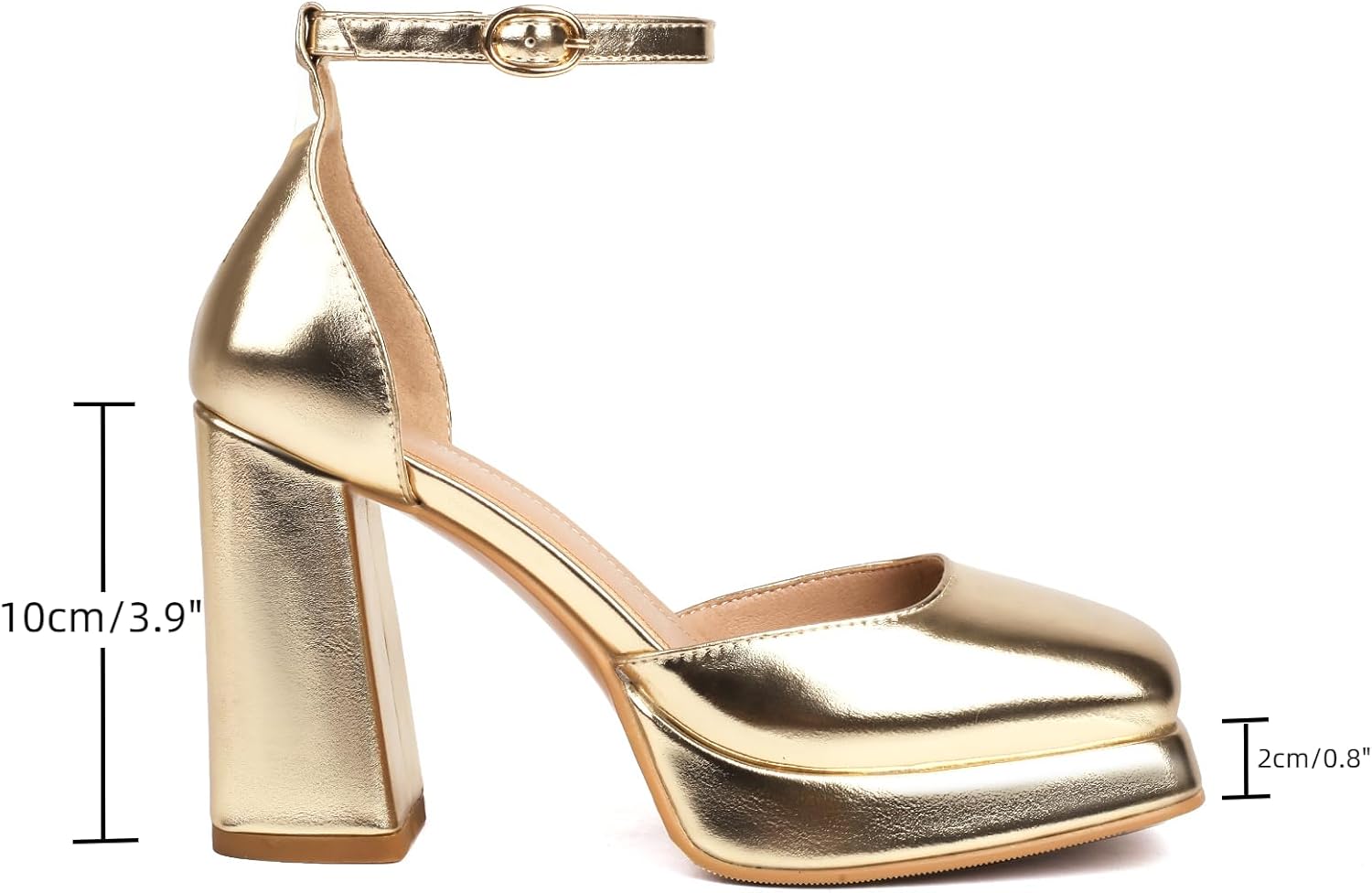 XIEDA Women's Closed Toe Platform Chunky High Block Satin Heels 4 Inch Ankle Strap Party Prom Dress Pumps - Image 3