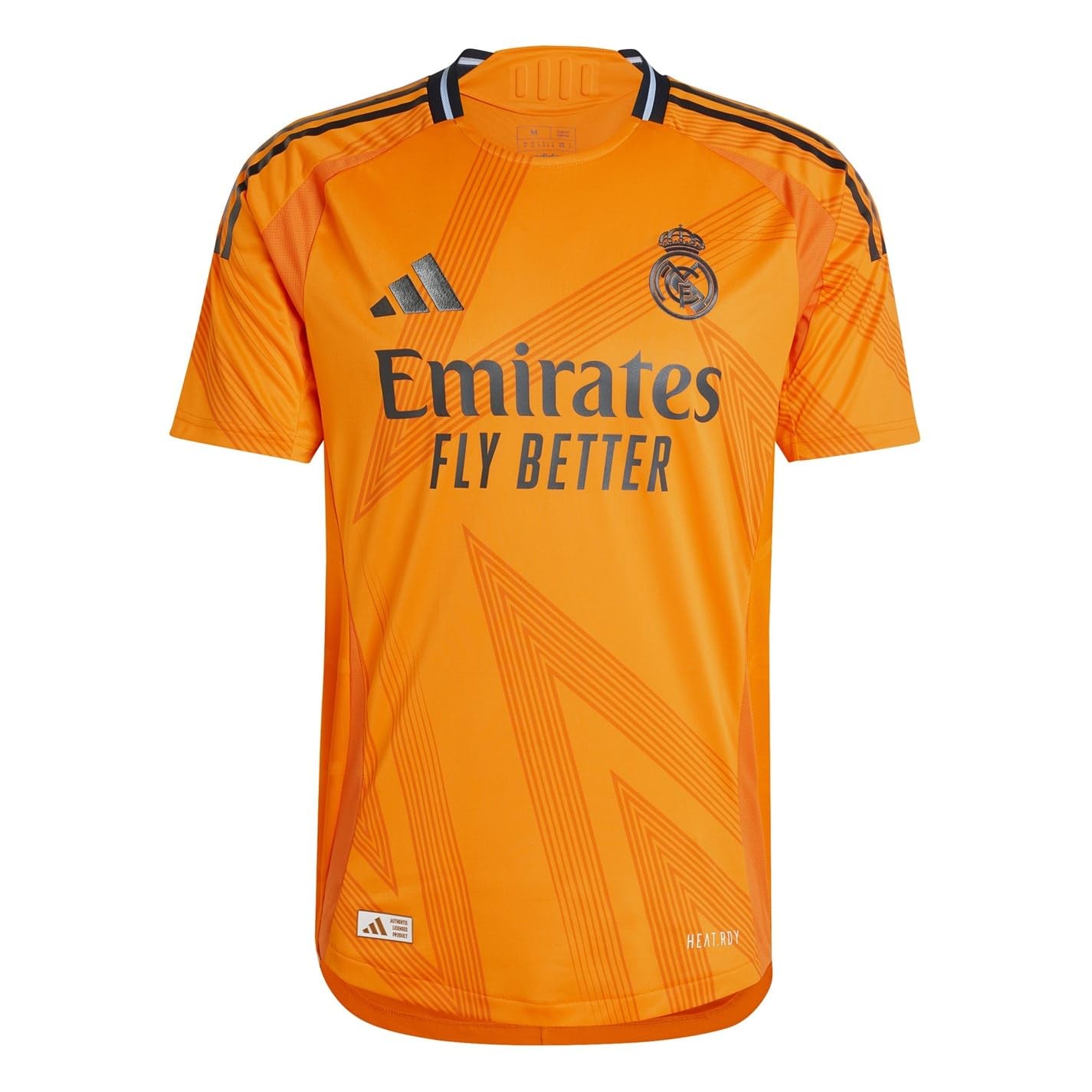 Adidas Men's Orange Real Madrid Ss24 Away Authentic Brand Logo Fashion Short Sleeve Football Shirt Tops Iz1642 Cm