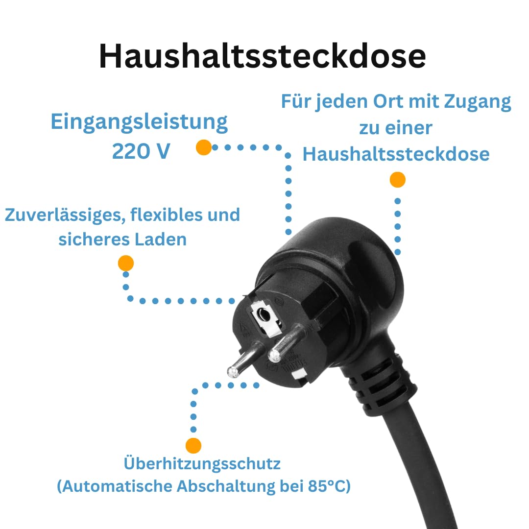 Tragbares Typ 2 Ladekabel 220V | 16A 1-Phasig 3.6kW, 5m| mit Display & Stromstärkenwahl | 5m Ladegerät mit Schutzfunktionen für Elektroautos | IP54 | EV Charging Cable mit Zeitfunktion