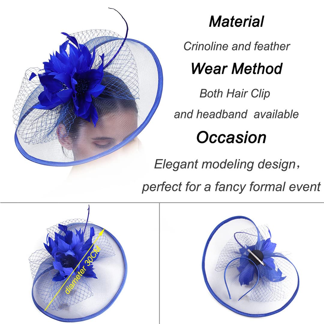 Lmtossey Sombrero De Fiesta Fascinator para Mujer Boda Pluma Floral Tocado para El Cabello Sombrero Velos Diadema