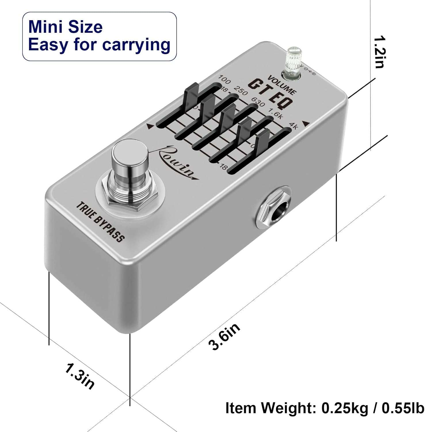 Rowin Guitar Equalize Effect Pedal EQ Add or Take Away Specific Bands Tune Parameters of Sound