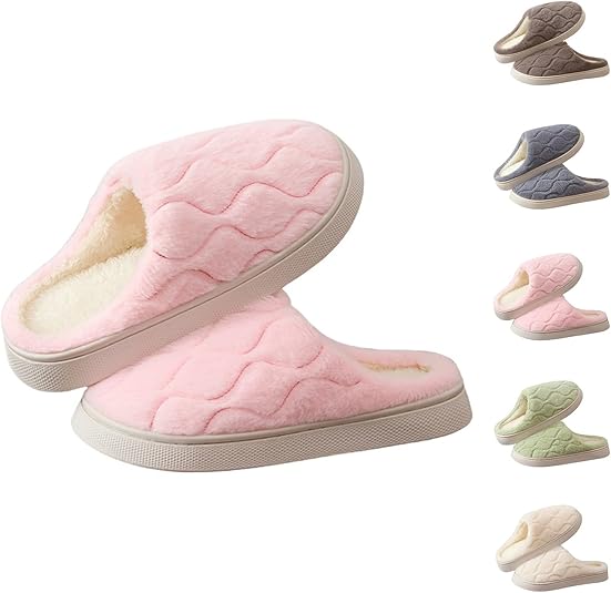 Generisch Pantoufles De Noël Pour Femme - En Peluche, Semelle Antidérapante - Confort Hiver