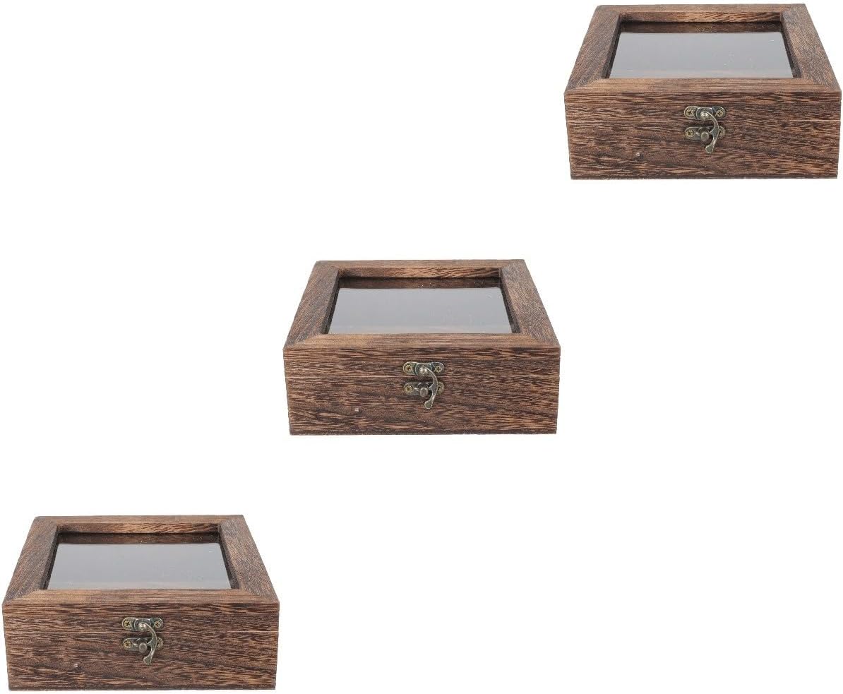 3pcs Vintage Style Butterfly Specimen Display Case Lidded Jewelry Box for Collectibles -type Storage Carbon for Butterfly