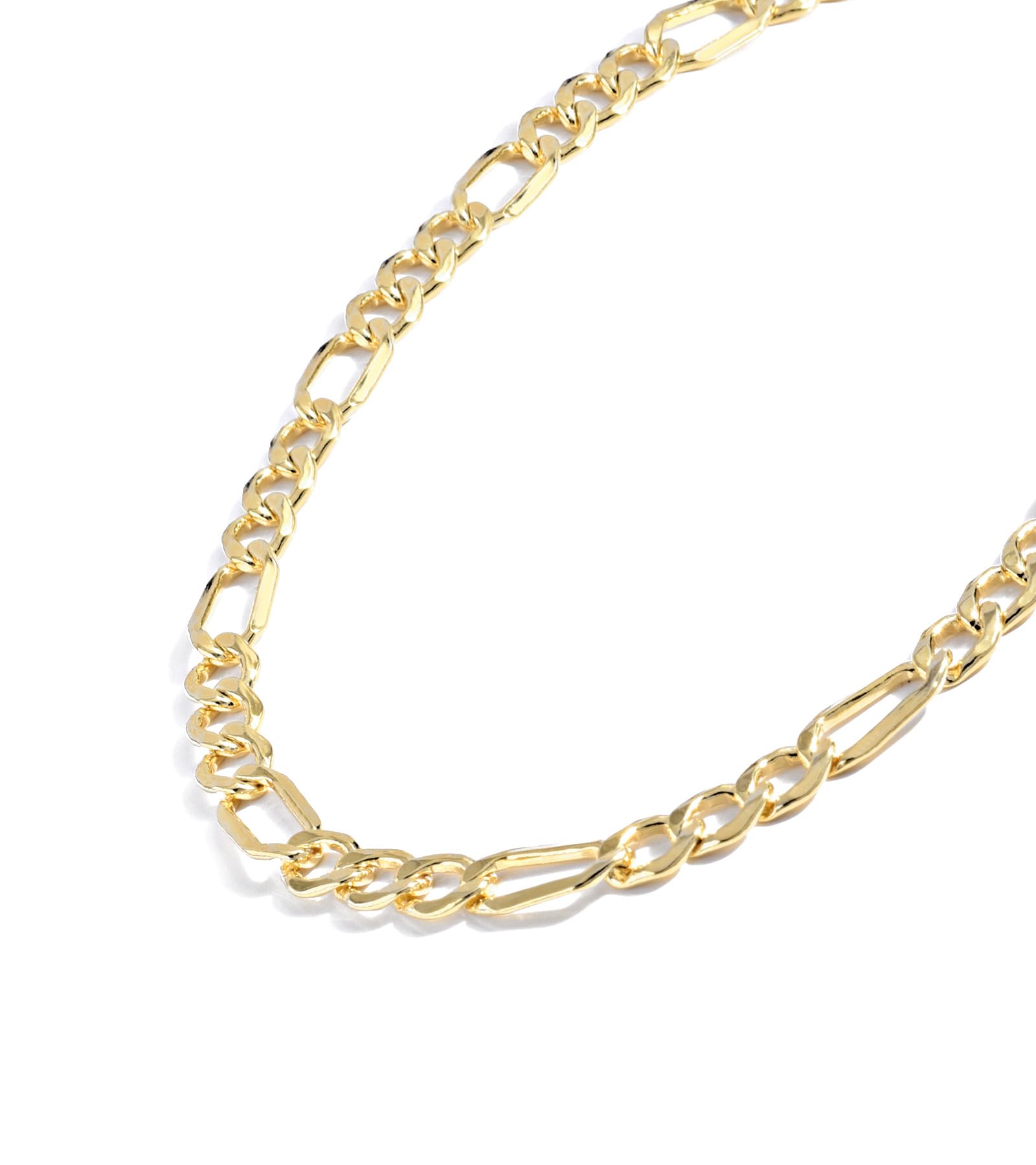 Jewelry Atelier Gold Chain Necklace Collection - 14K Solid Yellow Gold Filled Figaro Chain Necklaces for Women and Men with Different Sizes (2.8mm, 3.7mm, 4.7mm, 5.6mm)