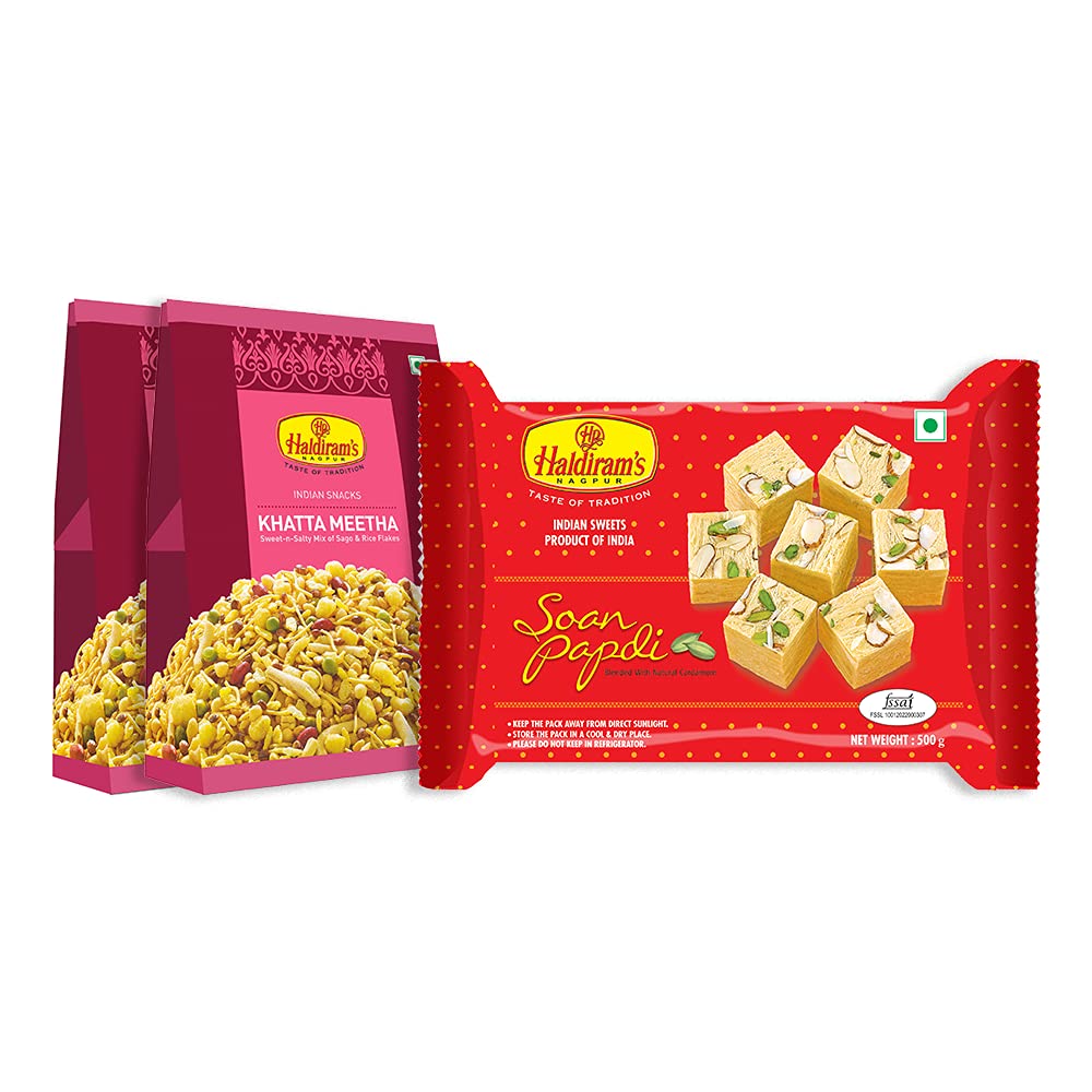 Haldirams Nagpur Soan Papdi Elaichi Flavour 500 grams and Khatta Meetha(Pack of 2) Combo (B095WYTG82) Amazon Price History, Amazon Price Tracker