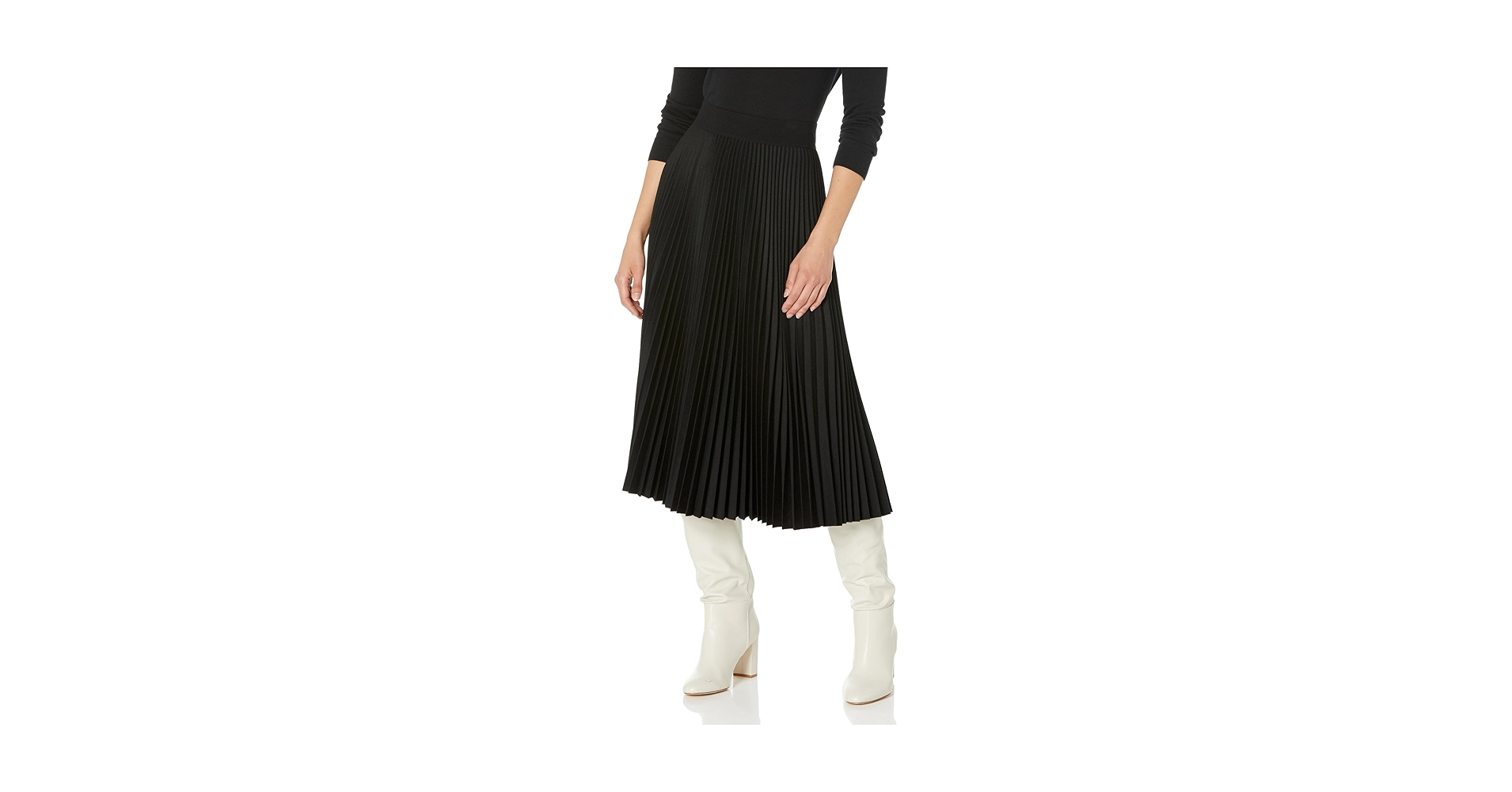 Theory Women's Classic Pleat Midi Skirt, Black at Amazon