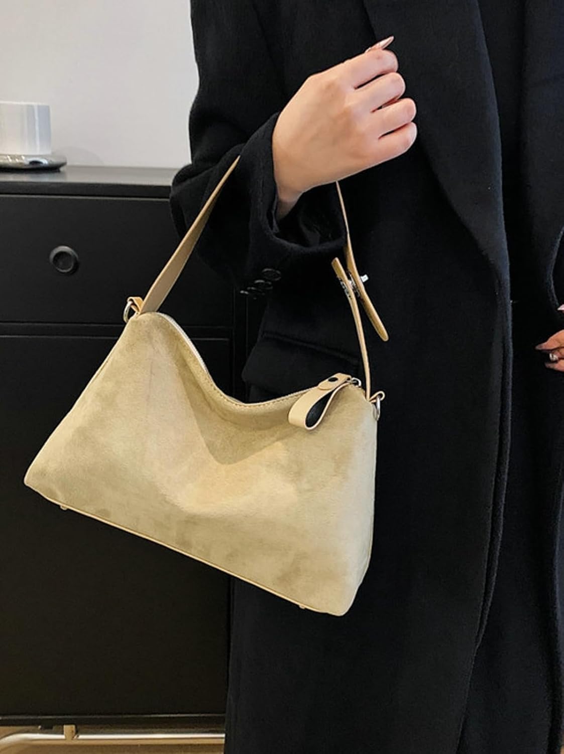 Women Suede Tote Bag Vintage Velvet Crossbody Bag 2025 Shoulder Bag Fall Winter Handbag Pillow Purse - Image 2
