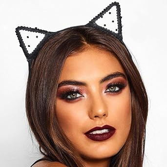 CAKURE Lace Cat Ears Headband Black Sexy Hair Bands Halloween Headwear Hair Accessories for Women