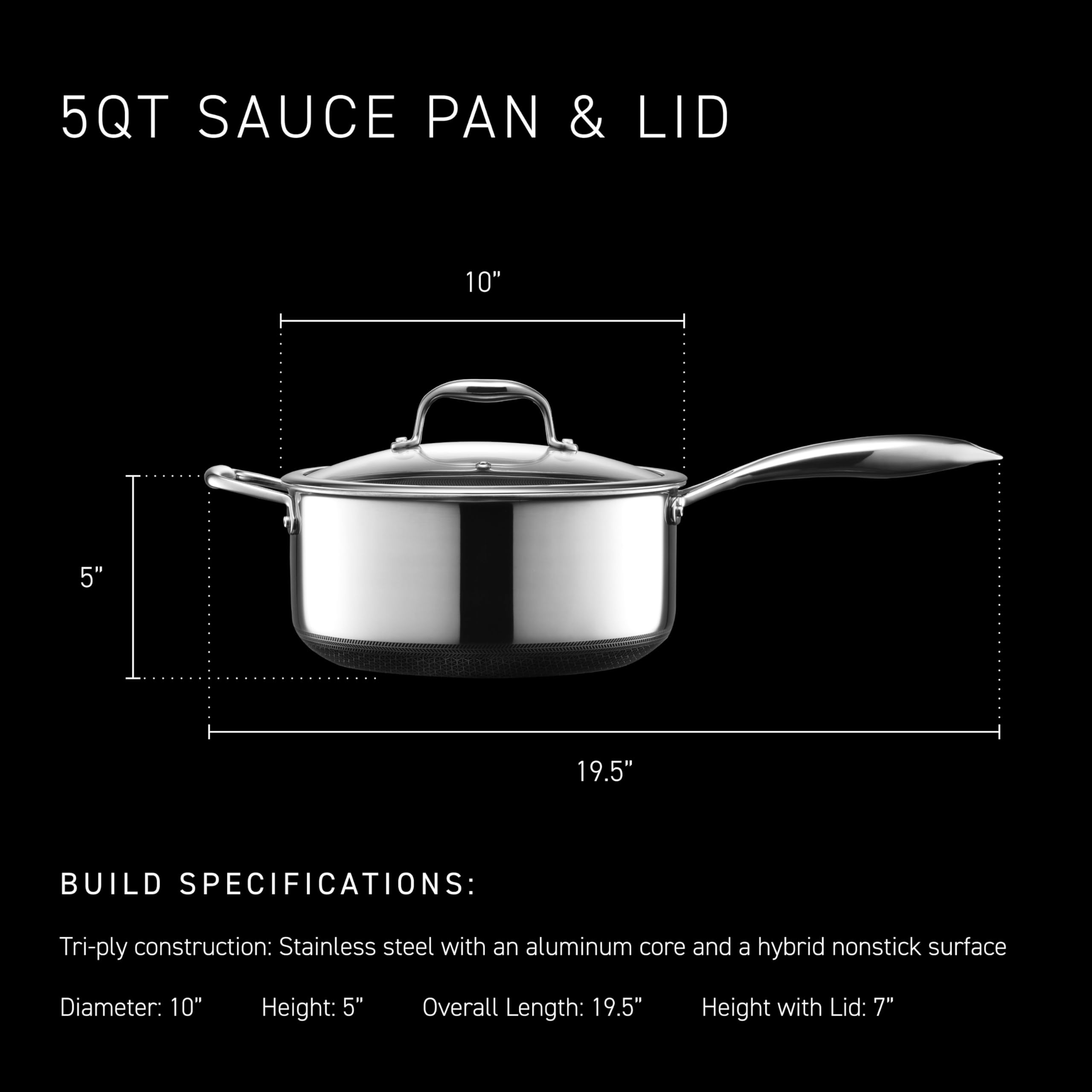 HexClad 5QT Saucier - Nonstick, Induction Ready -3