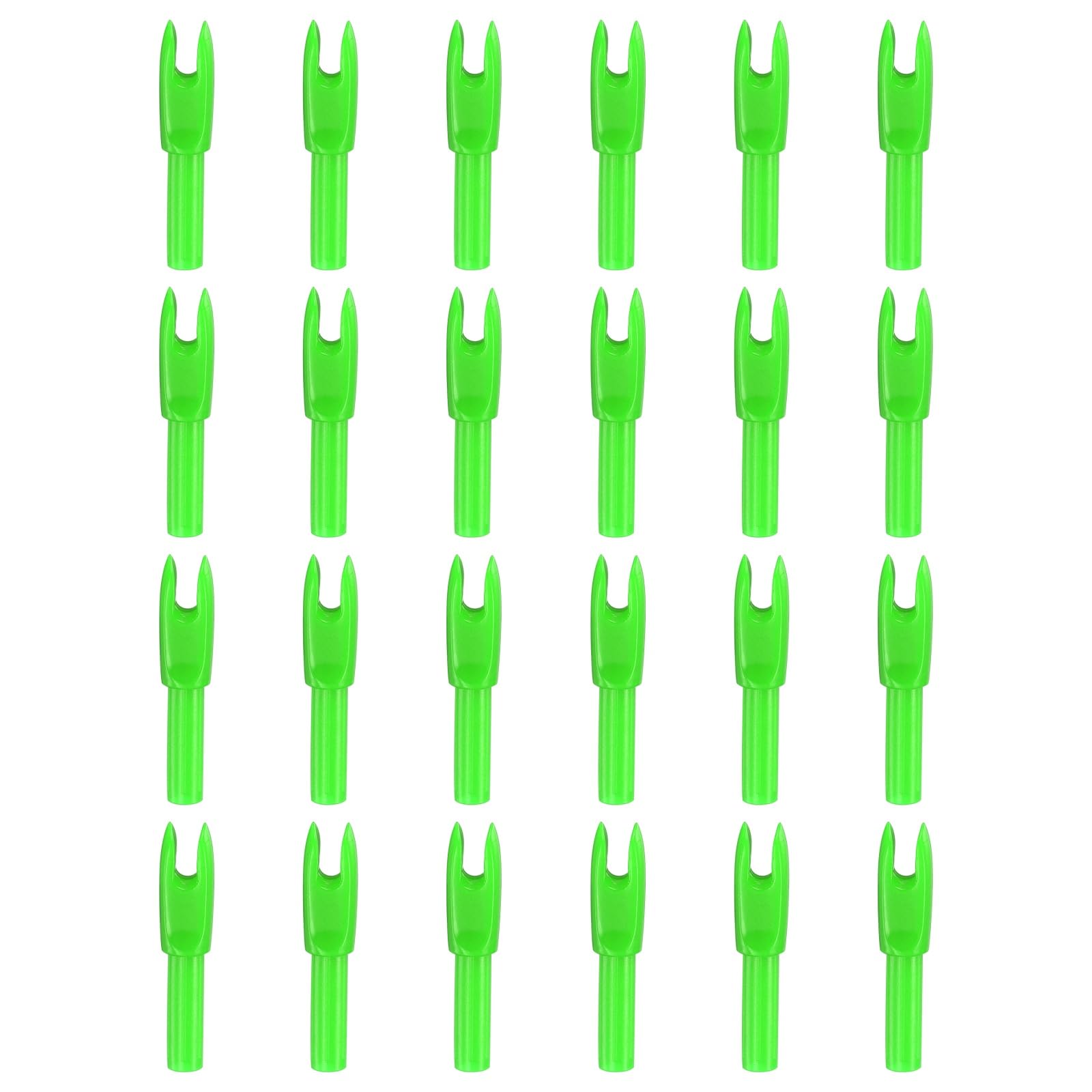 YELARXI Archery Arrows Nocks, Arrow Shaft Plastic Nocks Replacement Archery Arrows Tail Accessory 24 Pack Inside Diameter 4.2 mm Green - for (Hunting/Shooting/Compound/Recurve Bow)