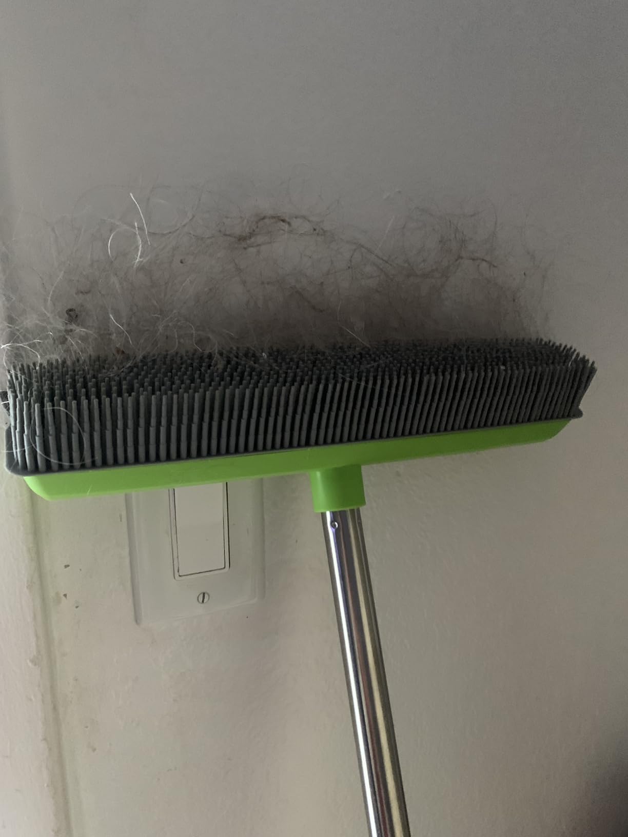 Pet Hair Removal Rubber Broom with 58" Adjustable Long Handle photo review