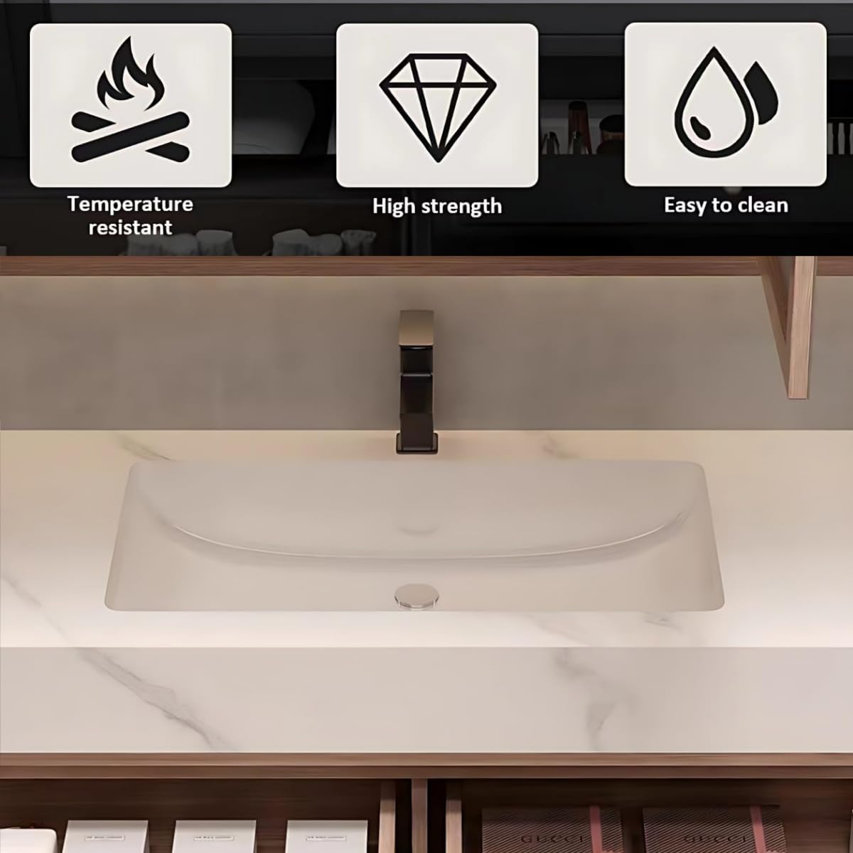48IN Floating Solid Bathroom Vanity with Sink - LED Mirror with Defog & Multiple Style Options | Wood Bathroom Cabinet with Open Compartment & 2 Drawes, One-Piece Basin (StyleA)