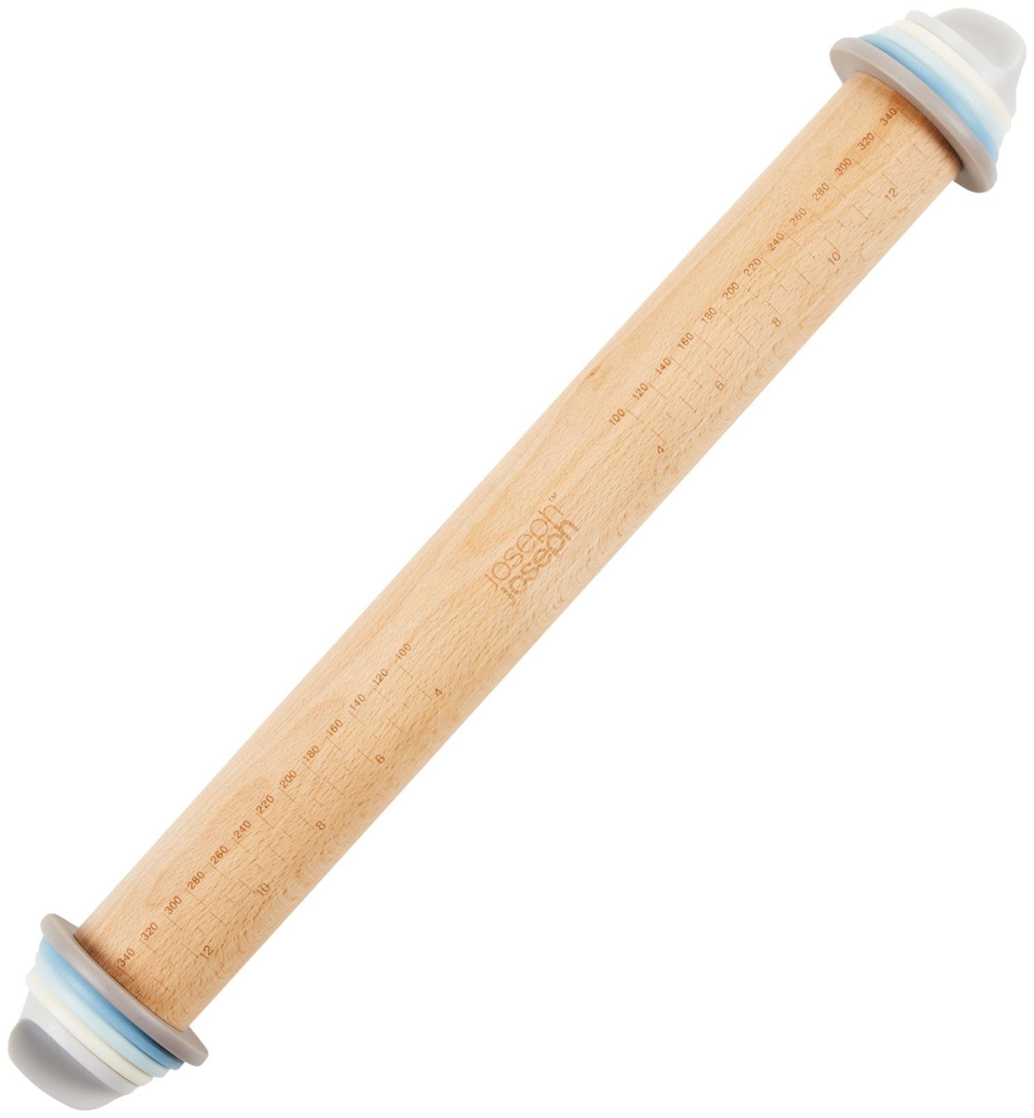 Joseph Joseph Adjustable Rolling Pin with Removable Rings, 13.6" x 1.75" x 1.75", Blue