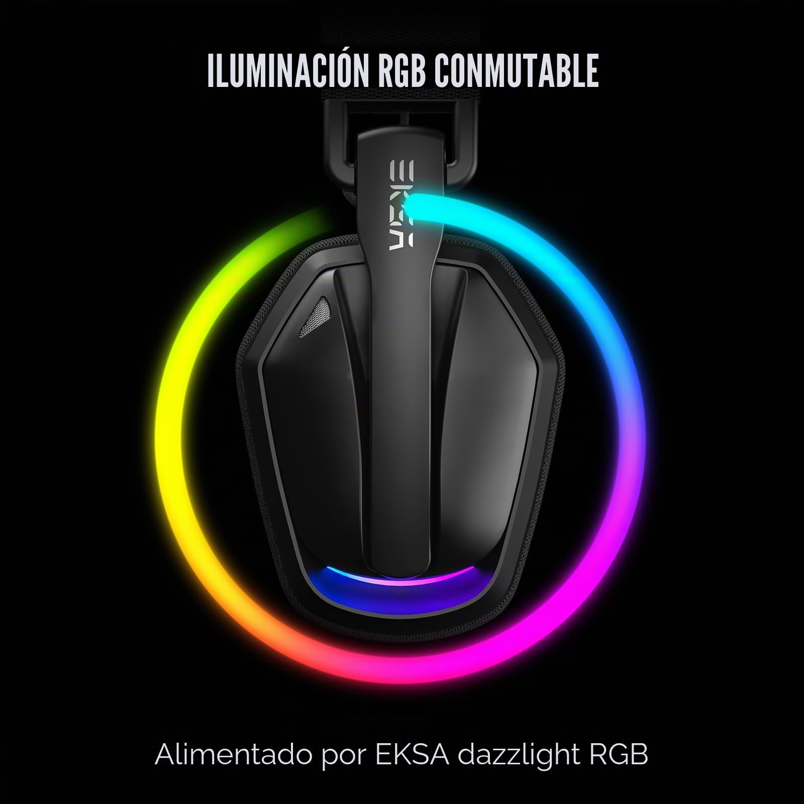 EKSA G19 BT Cascos Gaming Inalámbricos,4 en 1 Auriculares Gaming con Micrófono USB 30ms Baja Latencia Gaming Headset BT 5.4 y RGB Luz, para PC PS5 PS4 Mac Móvil