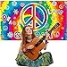 60's Hippie Party Decoration Groovy Banner Hippie Theme Party Photography Backdrop 60's Scene Setters Carnival Large Groovy Wall Decoration Kit Peace and Love for Party Supplies 72.8 x 43.3 Inch