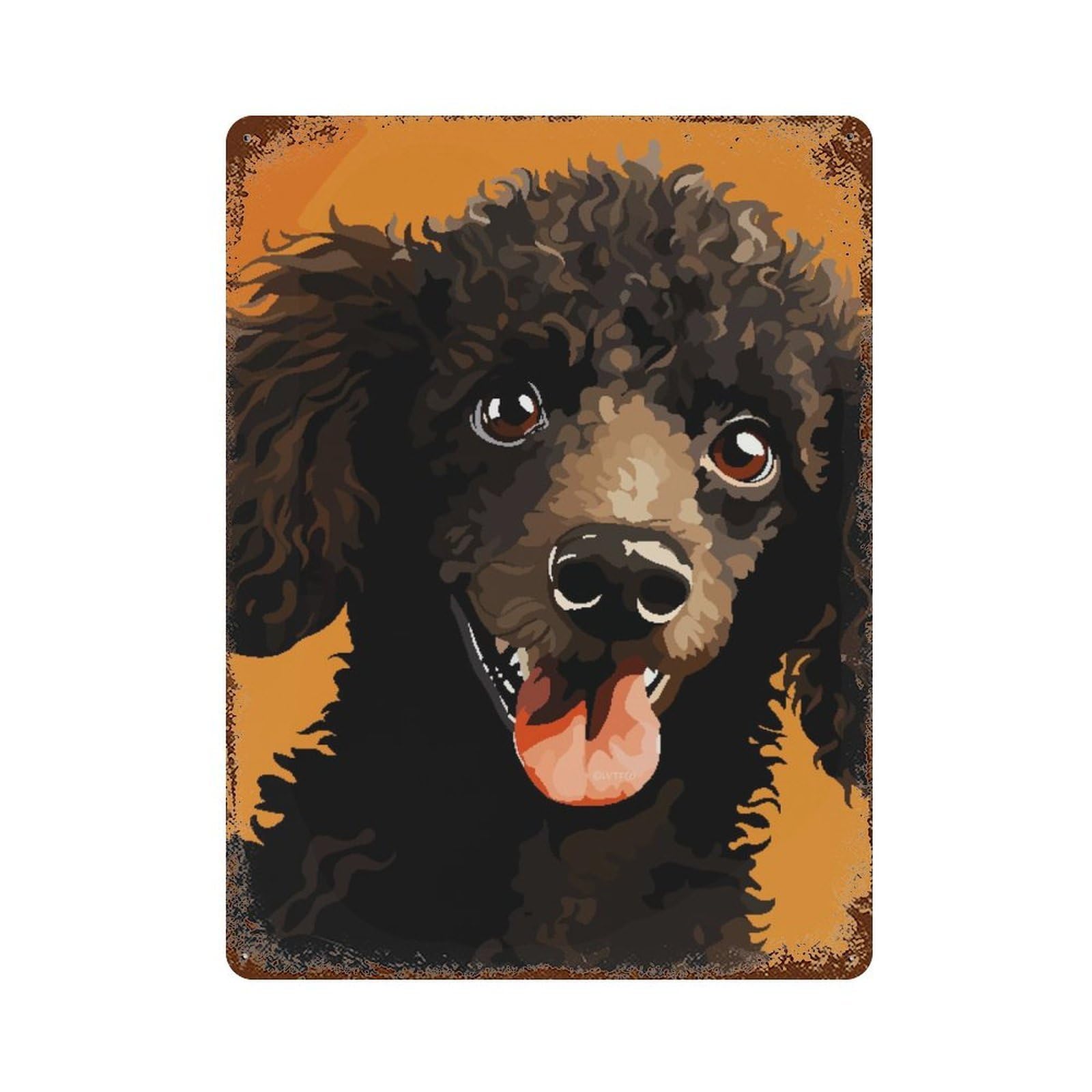 Funny Poodle Face Pixel Ar Vintage Rust Metal Sign 15.7"x11.8", Farmhouse Wall Decor for Garage, Pub Or Kitchen