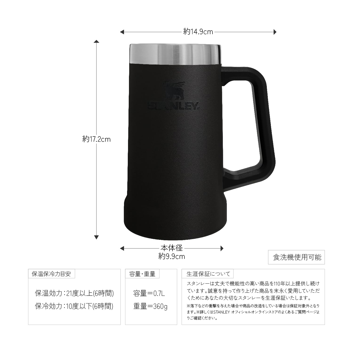 Amazon.co.jp: STANLEY(スタンレー) 真空ジョッキ 0.7L ブラック2.0