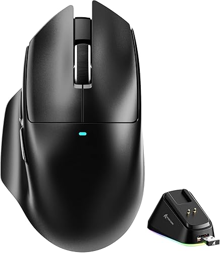Miniatura 12 de ATTACK SHARK V6 - Ratón inalámbrico para juegos de 2.29 oz con base de carga magnética RGB, BT/2.4G inalámbrico/con cable, sondeo 1K, sensor PixArt