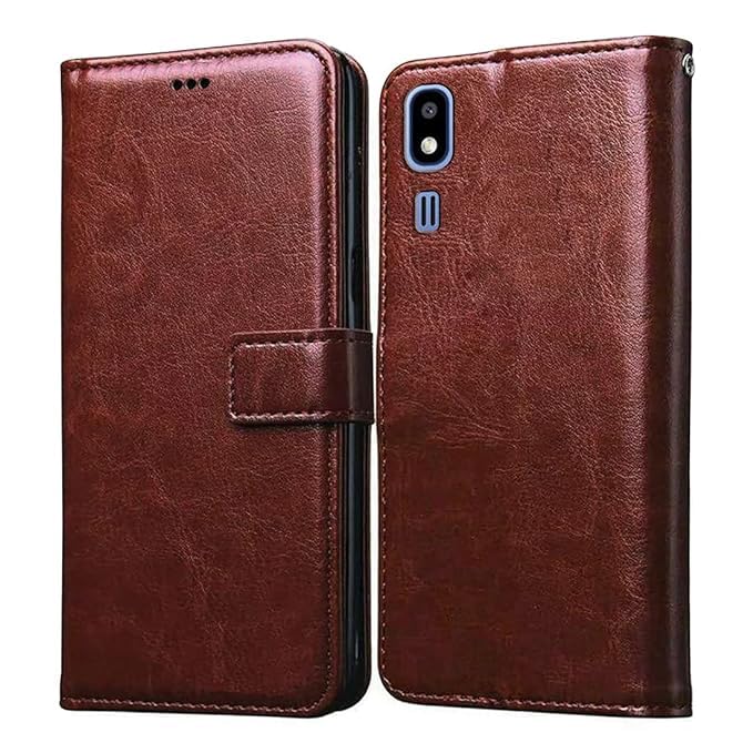 RUDRAS Samsung Galaxy A2 Core/SM-A260G Flip Cover | PU Leather Finish | Wallet & Stand | Strong Magnetic Flip Case for Samsung Galaxy A2 Core/SM-A260G (Brown) (B0CQTRYBJK) Amazon Price History, Amazon Price Tracker
