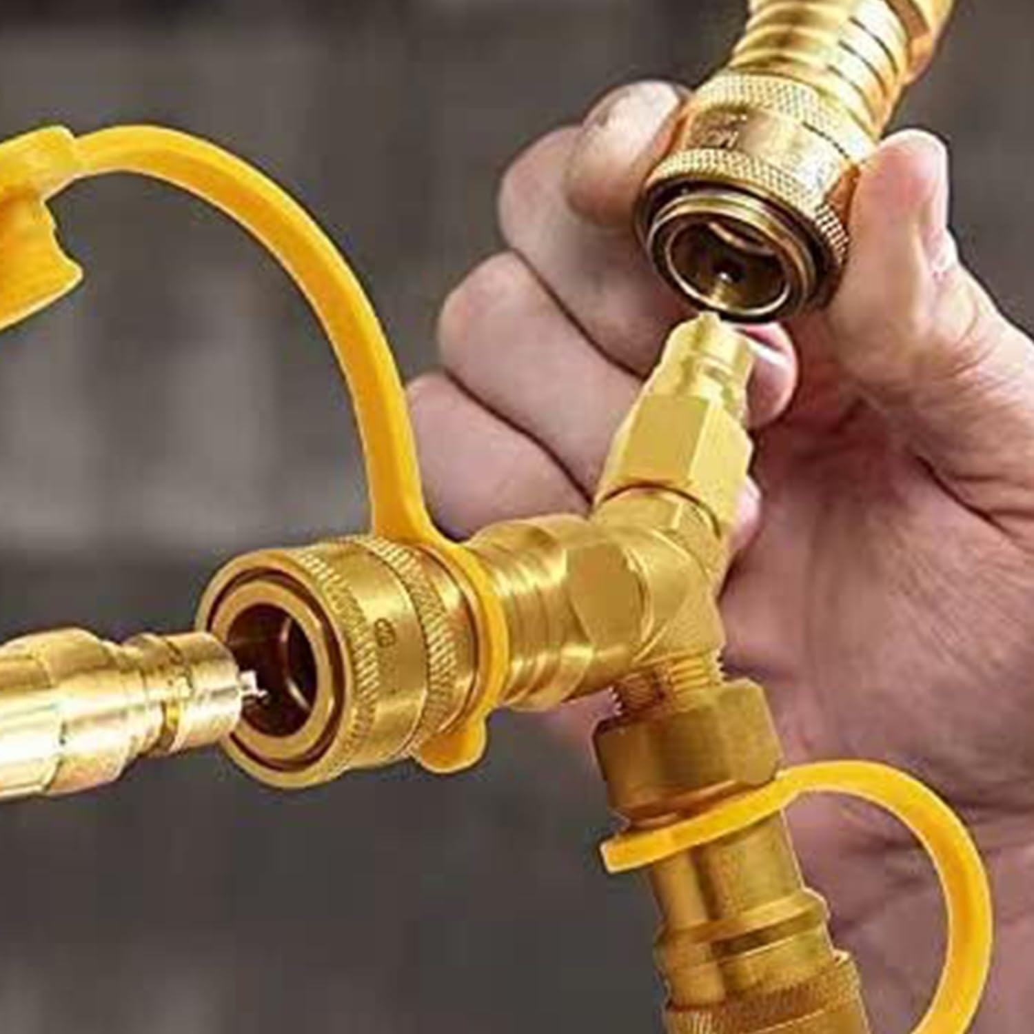 Natural Gas Y Splitter, 1/2 Brass Propane Splitter 2 Way, Quick Connect Adapter for Natural Gas, Conversion Kit for Natural Gas Grills, Patio Heater, Pizza Oven