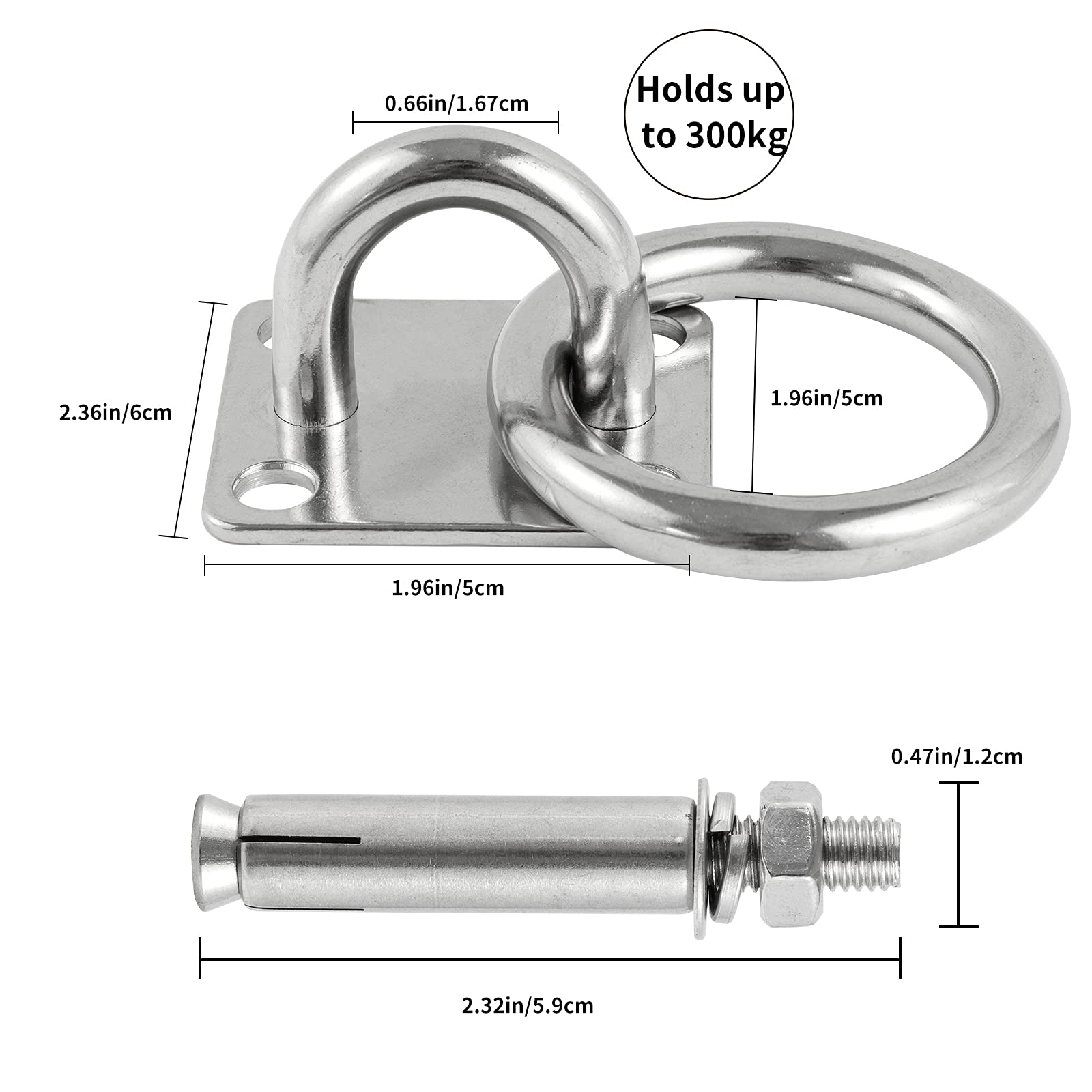 Ganci M10 In Acciaio Inox 304 - 2 Pezzi, Per Parete/Soffitto, Resistente Alla Ruggine - Foto 3