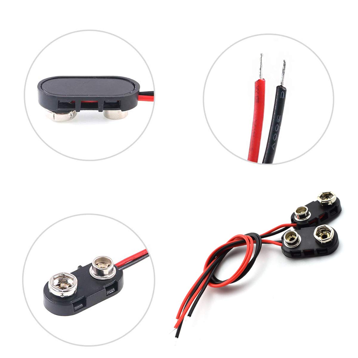 SDTC Tech 2-Set 8X 1.5V AA Battery Holder and I Type Battery Snap Connector Kit 12 Volt Thicken Plastic Battery Case Box