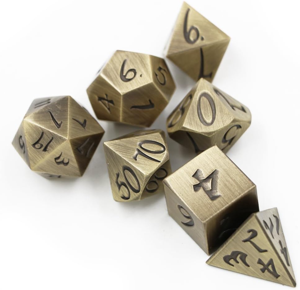 Dungeons & Dragons 7pcs/set Creative RPG Game Dice D&D Metal Dice DND New Font Ancient Bronze Color