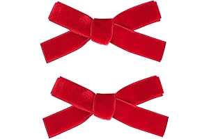 Elaborate Set of 2 3.2" Red Velvet Hair Bows for Children