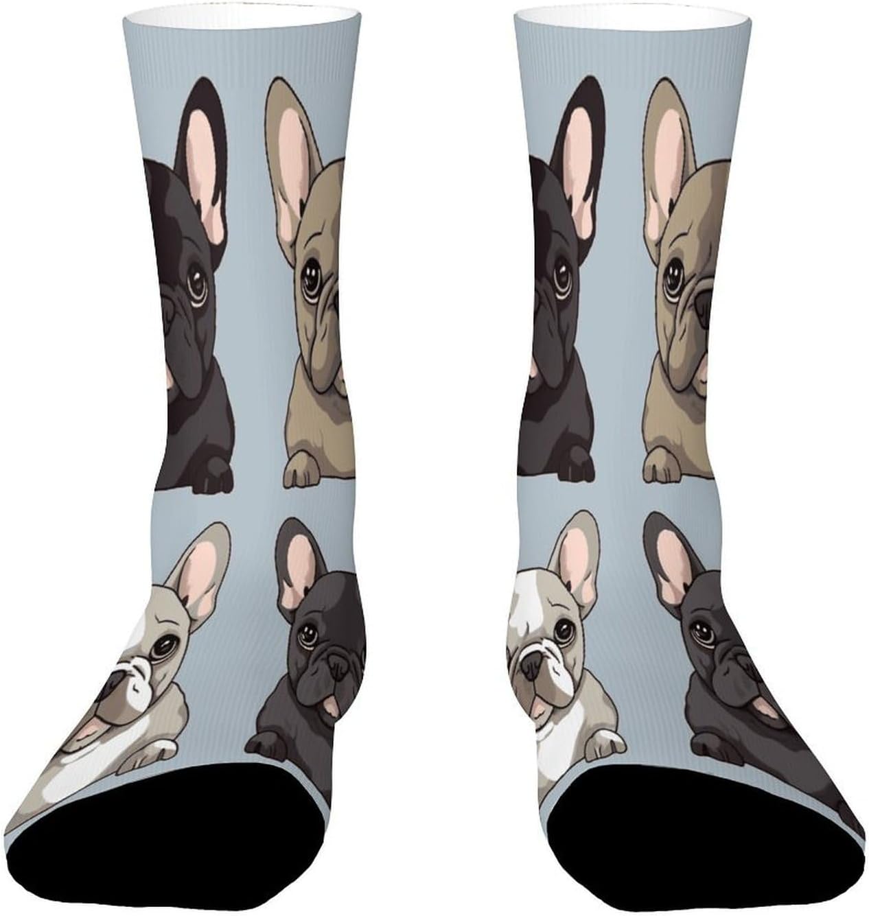 French Bulldog Crew Sock High Stocking Grippy Socks | Socks for Men & Women,Stockings-Long Thin Tube Sports, Breathable Soft Athletic for Nurses,Travel