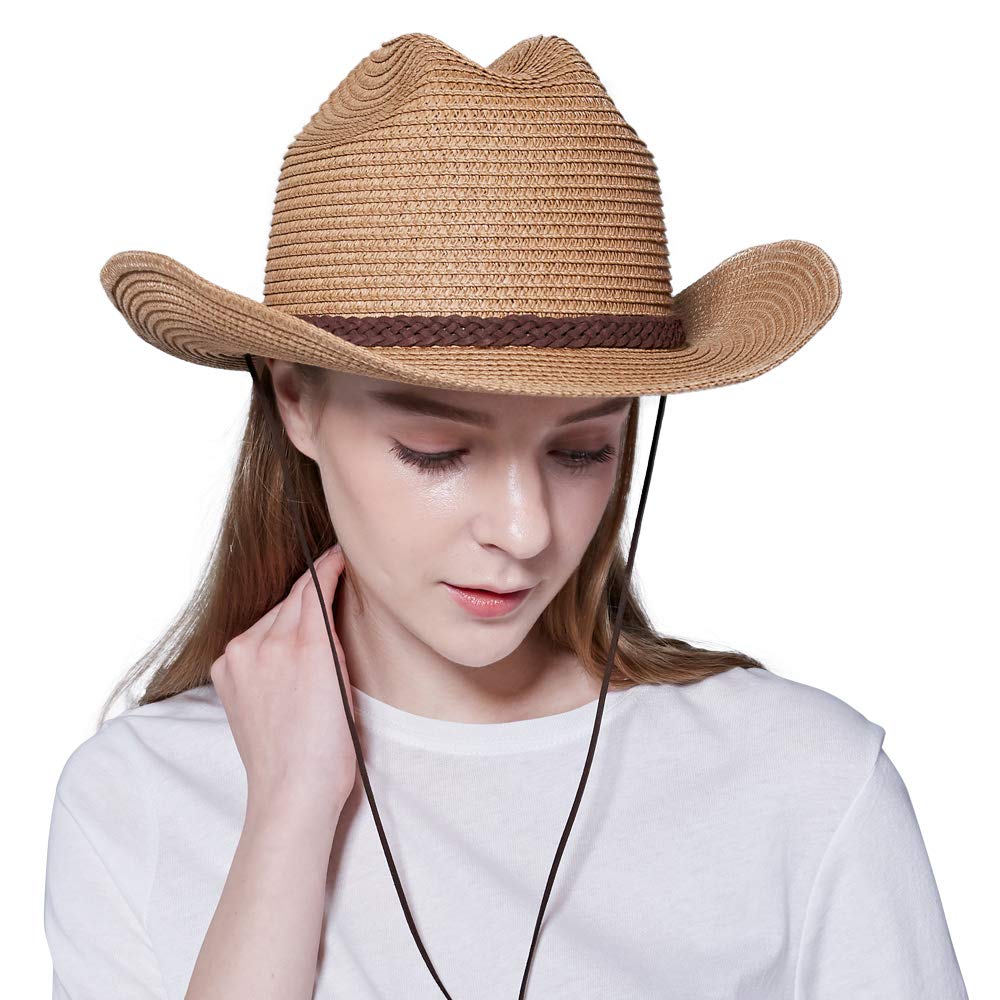 Buy Straw Cowboy Hat,Summer Beach Panama Sun Hats Men & Women Wide Brim