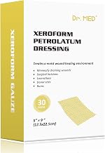 Dr.Med Xeroform Petrolatum Dressing Patch, 5"x9"-30 Pcs/Box, Non-Adherent Gauze Dressings, for Minor or Partial Thickness Burns, Lacerations, Skin Graft Recipient Sites, Newly Sutured Wounds