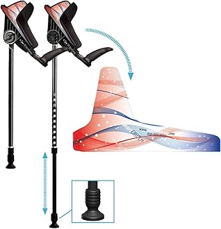 Ergonomic Custom Forearm Crutches for Adults, Multiple Colors, Adjustable Forearm Rotates 15-90 Degrees - Heights 4'4" to 6'4" - 265 lbs Non Weight Bearing