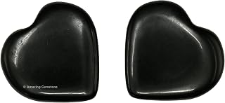 Amazing Gemstone Black Tourmaline Stone Heart - Pack of 2 Crystal Heart Stones Rocks - Corazones De Piedra Crystals and Healing Stones Heart Shaped Crystal - Stocking Stuffers Gifts