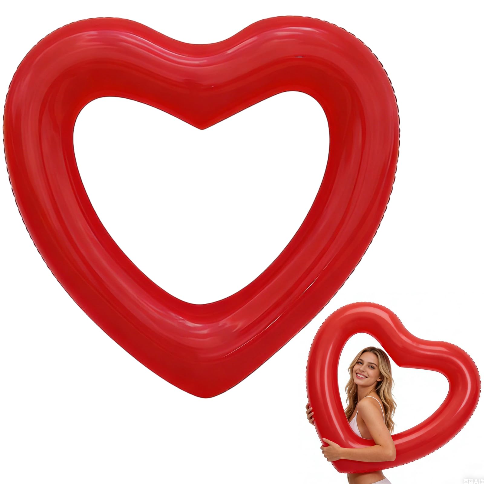 Red Heart Pool Float for Adults Pool Inflatables Big Swimming Float