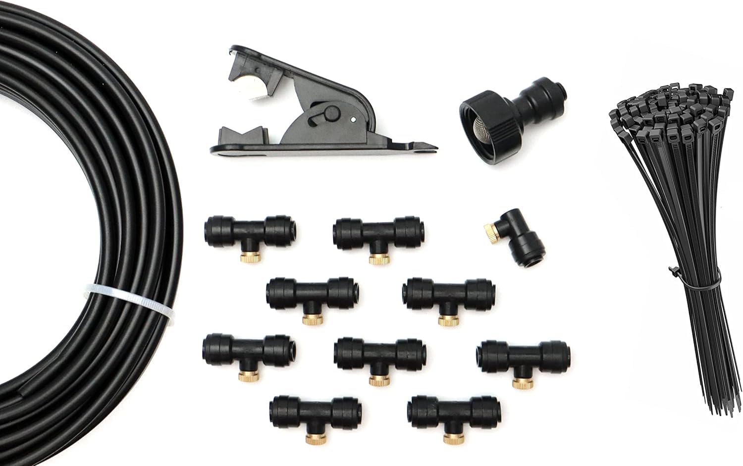 SUPERFOG Sistema de Nebulización doméstico para refrescar el patio o jardín. con 10 Toberas o puntos de enfriamiento, Negro, SF3050