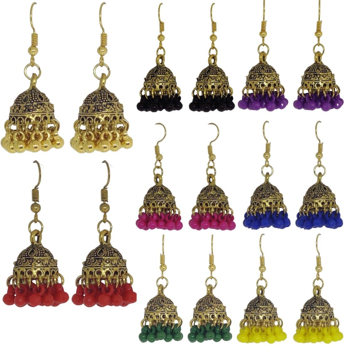 Weariton Combo Pack Silver Oxidised Jhumka Jhumki Stylish Fancy Ethnic Traditional Earrings For Women And Girls (B08PYY5H6G) Amazon Price History, Amazon Price Tracker