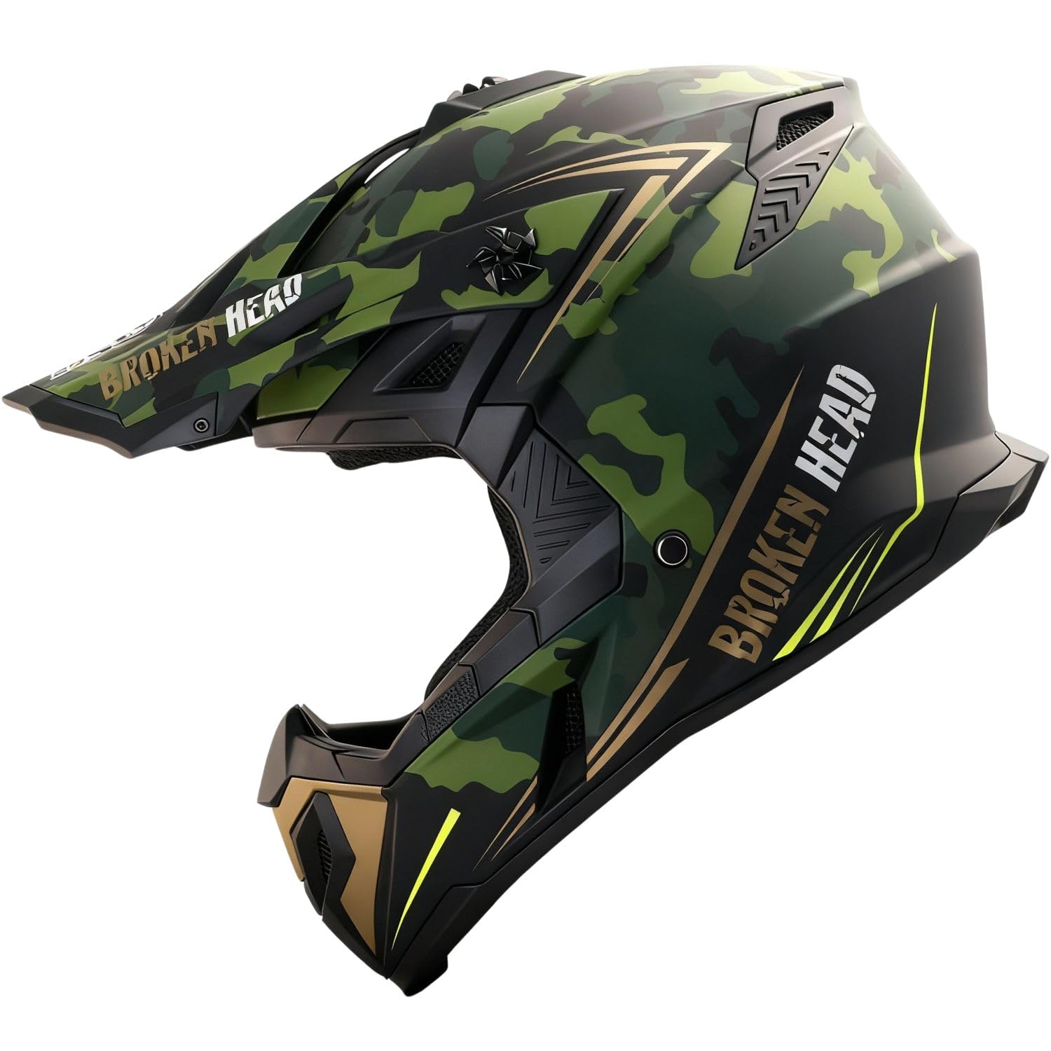Broken Head leicher Motocross-Helm Squadron Rebelution Camouflage - Für Quad, Supermoto Enduro - Motorradhelm - MX