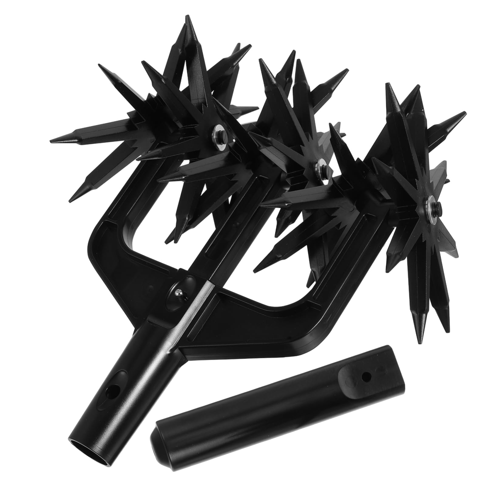 Cultivador Rotatorio de Jardín Negro Abs, Herramienta de Mano | Púas para Suelo y Plantas, Uso en Césped y Jardines, Escarificador de Tierra Aireador
