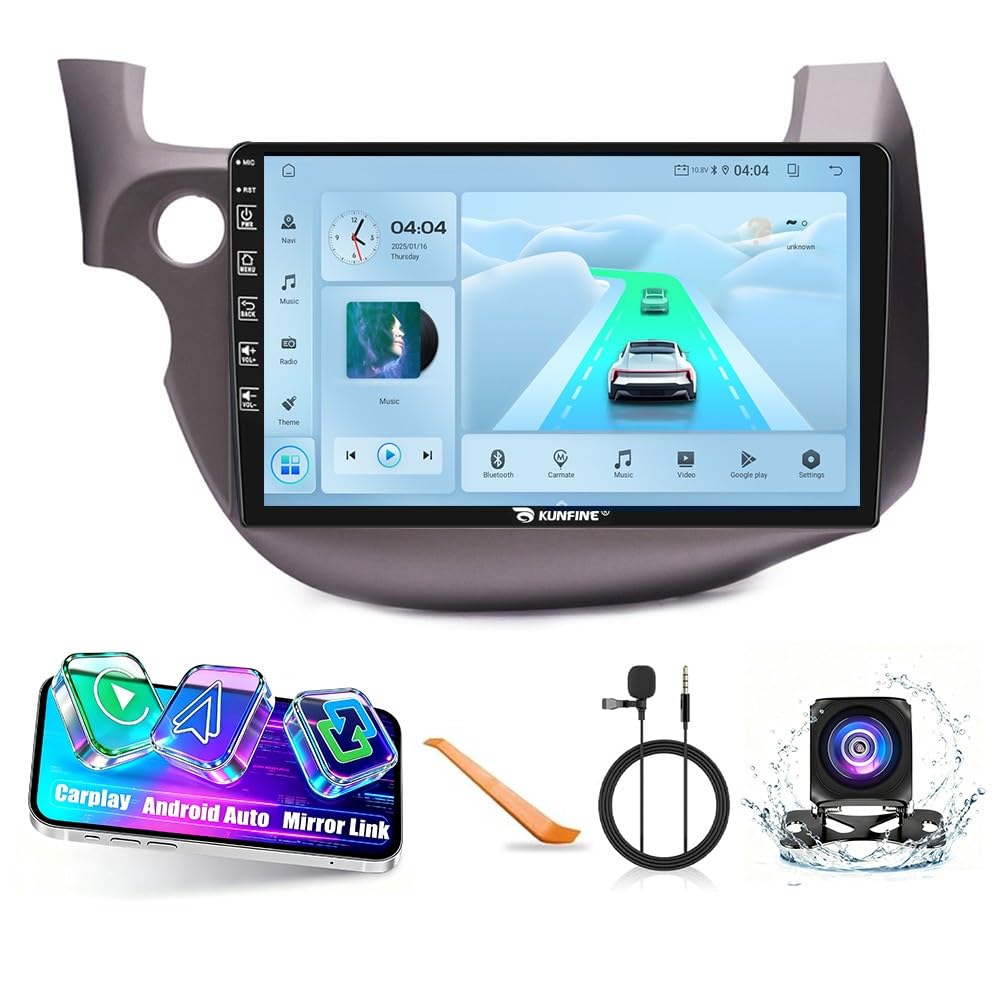 4G+64G CarPlay Android Auto Navigation Stereo GPS Radio Reverse Camera Display 10" IPS Touchscreen Headunit Tablet Pad Media Player for Honda Fit Jazz 2009-2014 LHD, if Applicable Quad Core