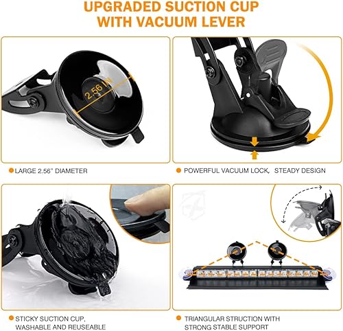 Miniatura 2 de Xprite Barra de luz estroboscópica de aluminio con ventosas, 16 luces LED intermitentes de advertencia de peligro para vehículos POV de emergencia,