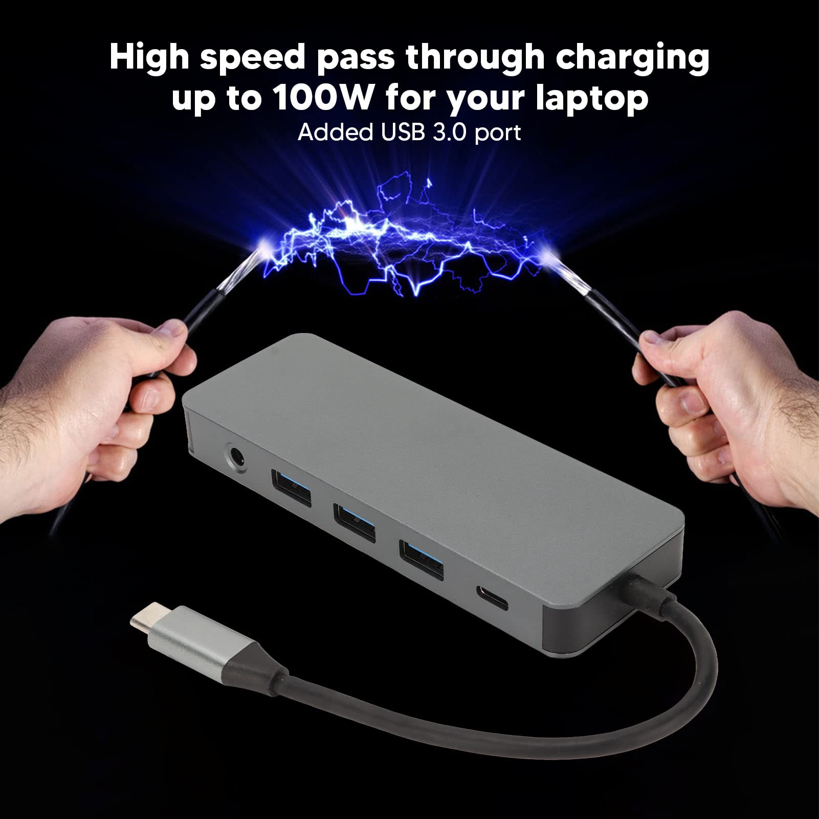 KUIDAMOS Kompaktowy Aluminiowy Rozdzielacz USB C 11 w 1 z 4K HD VGA Gigabit RJ45 do Laptopów Szary