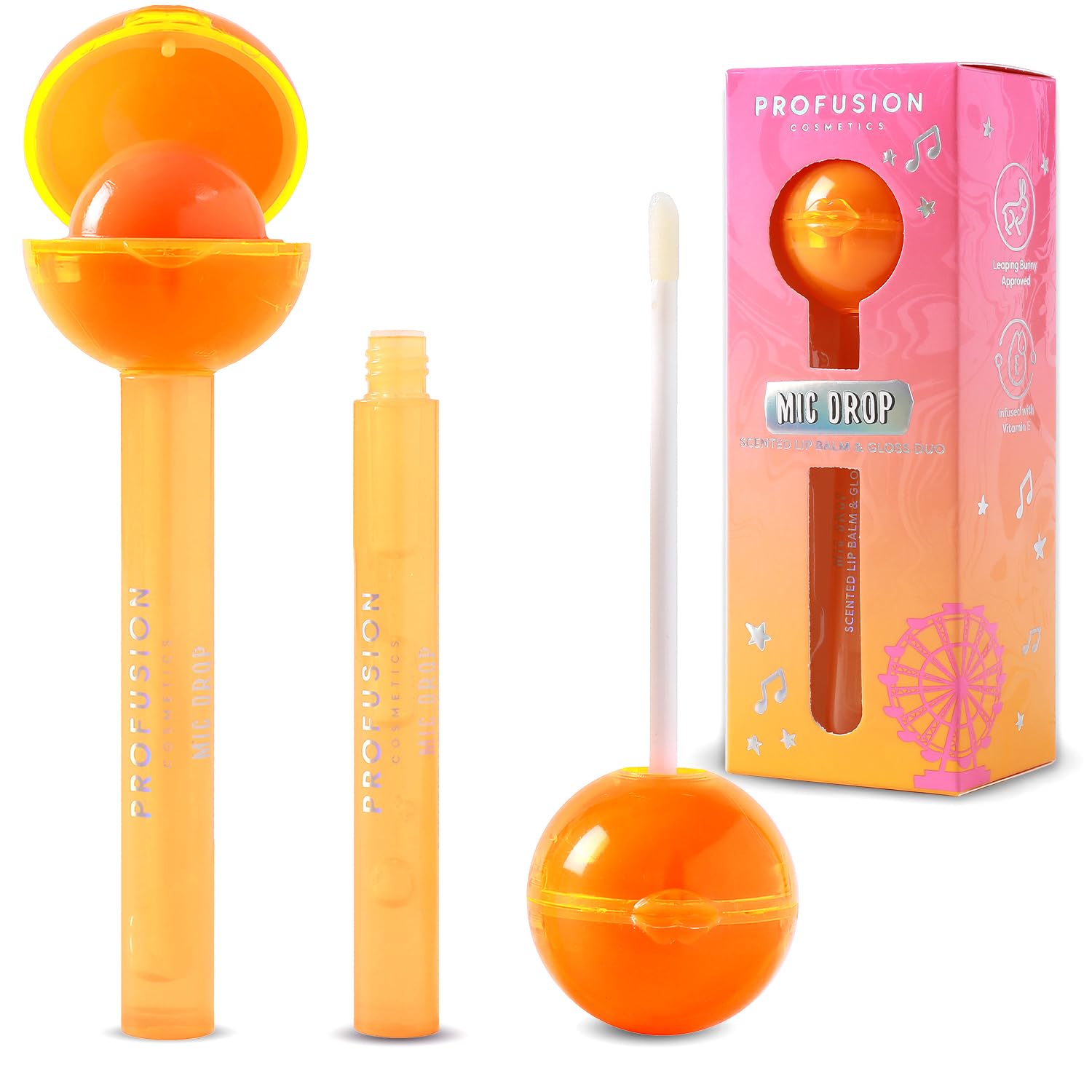 Profusion Cosmetics Scented Lip Balm and Gloss Duo Show Time for Luscious Lip, Achieve Natural Yellow Lip with Nourishing, Hydrating Lip Balm and Gloss Duo, Yellow