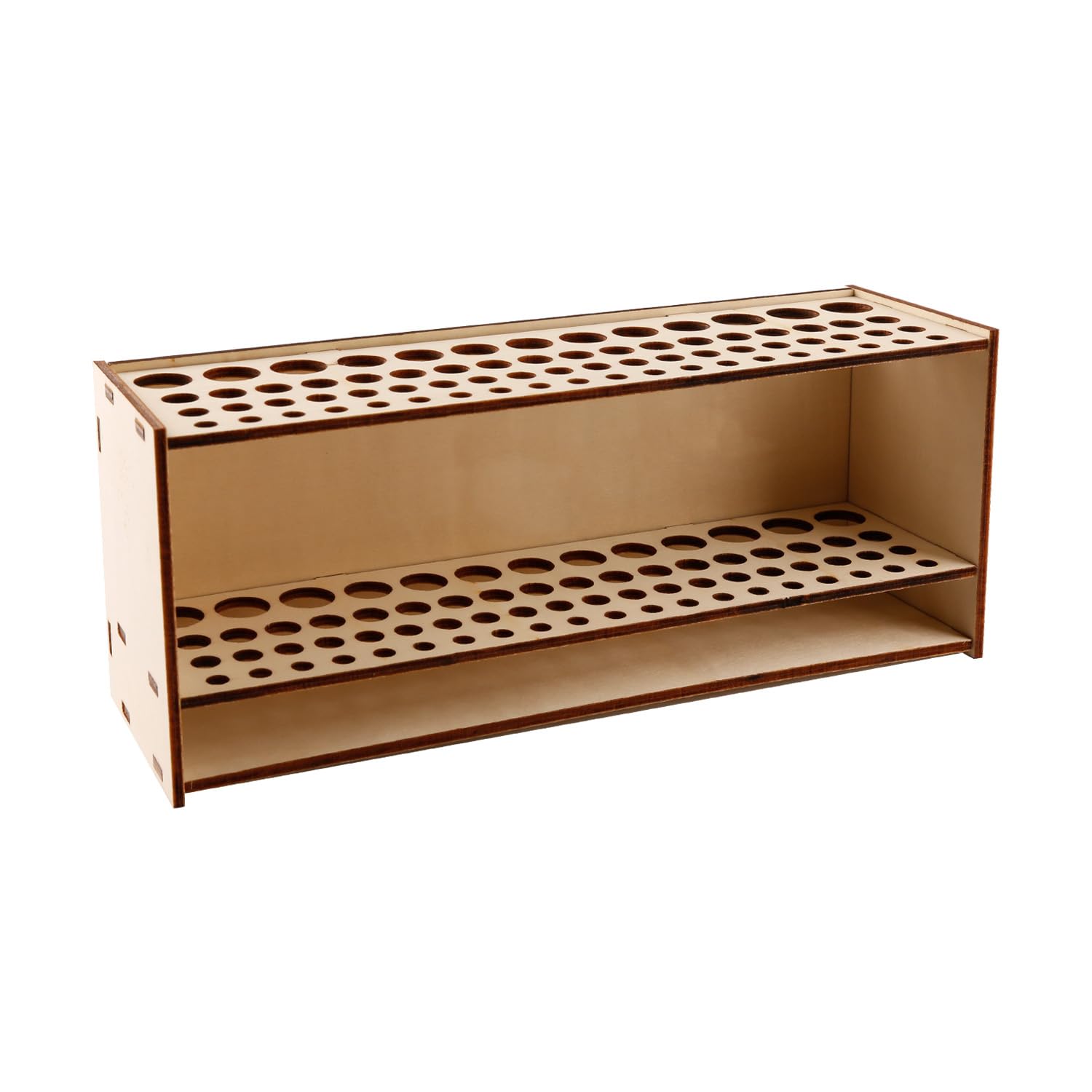 Bojueshaw Wooden Multi-Hole Pen Holder with 67 Slots,Paint Brush Organizer,Wall-Mounted Paint Rack for Brushes,Sketch Pens,Colored Pens