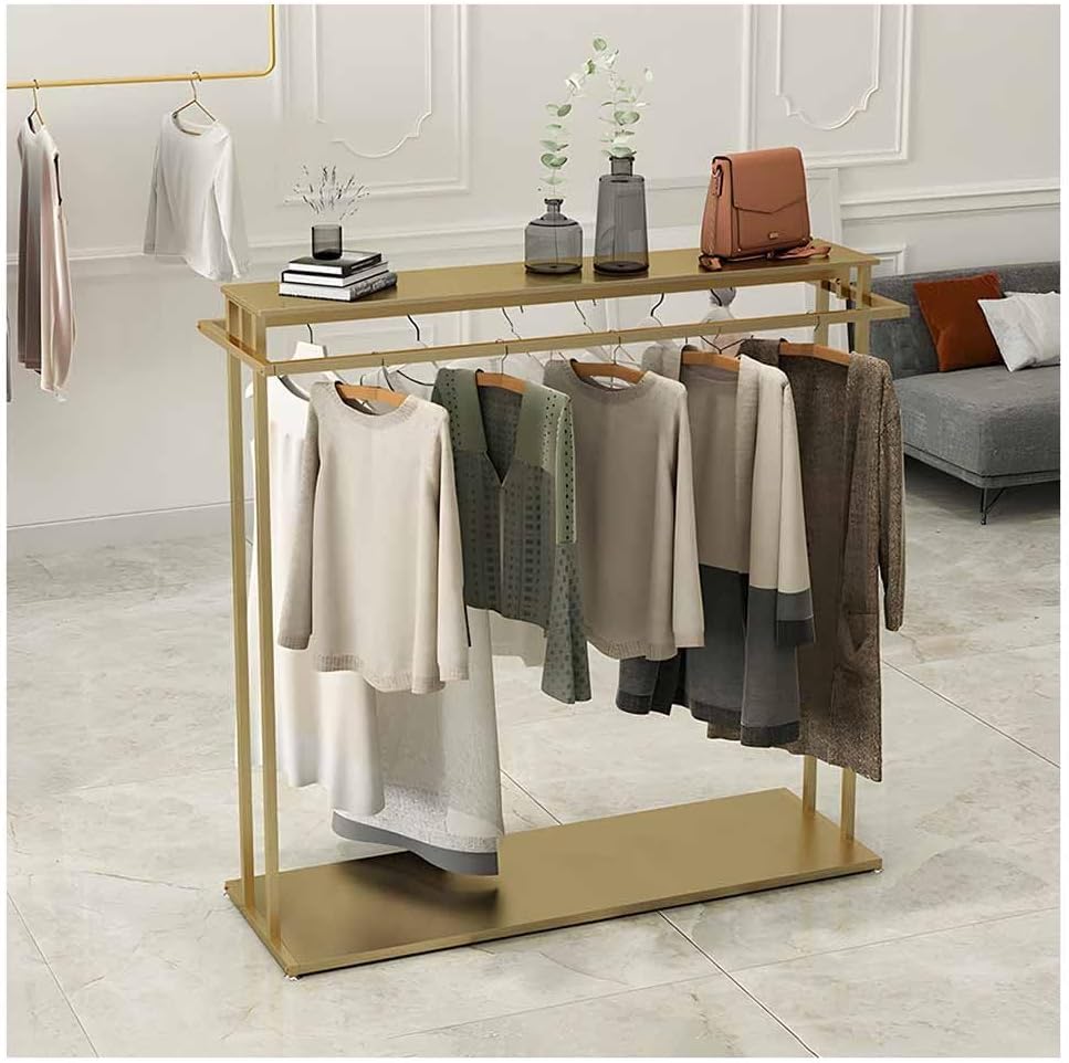 Présentoir à vêtements à double tringle portant suspendu de prêt-à-porter magasin de détail